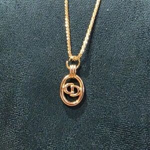 Vintage authentic Christian Dior CD Logo Oval Necklace, EUC